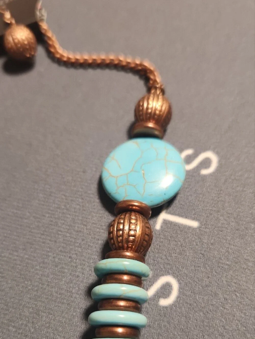 paparazzi Turquoise and Antiqued Gold Disc Necklace Set